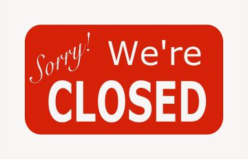 Sorry! we're closed clipart, text