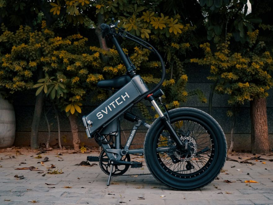 grey foldable ebike